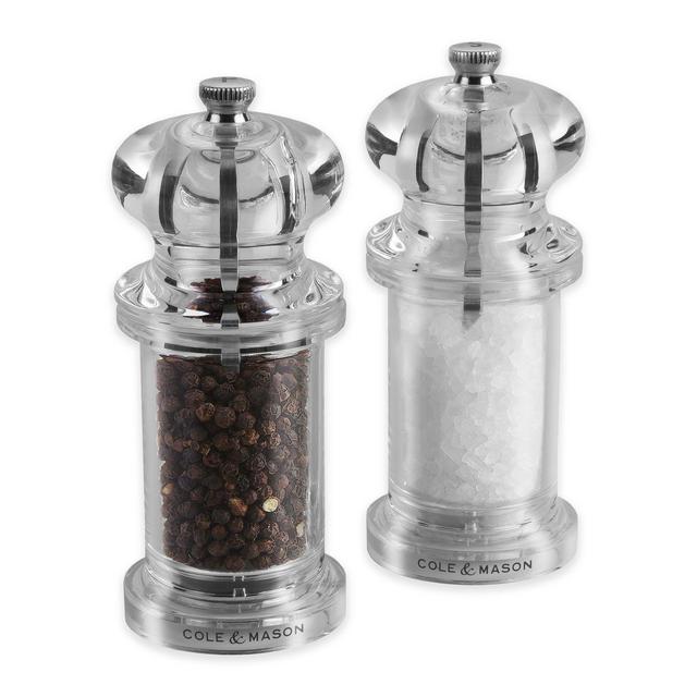 Cole & Mason Plastic 2-Piece 505 Salt/Pepper Mill Set in Clear