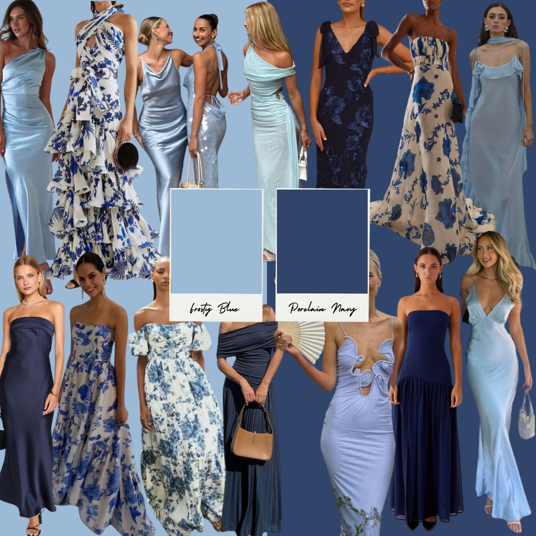 Introducing our two blue hero shades: Porcelain Navy & Frosty Blue. Florals, solids or satins - they all work effortlessly.
