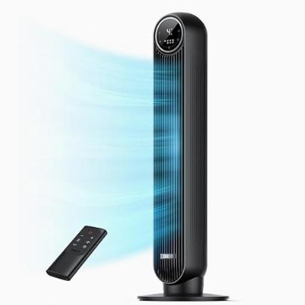 Dreo Tower Fan for Bedroom, 25ft/s Velocity Quiet Floor Fan, 90° Oscillating Fans for Indoors with 4 Speeds, 4 Modes, 8H Timer, Standing Fans, Bladeless Fan, Black, Nomad One (DR-HTF007)