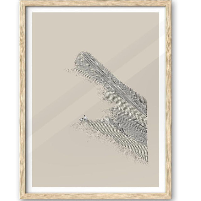 iHery Natural OAK Wood One Lost Sheep Christian Framed Wall Art, Large 16x20 in Jesus Leaves the 99 Sheep Bible Verses Canvas Art, Sketches Shepherd Bedroom Decor, Beige Set of 1 for Living Room