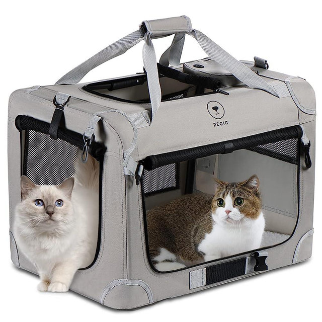 PEGIC Extra Large Cat Carrier for 2 Cats, Portable Soft Sided Large Pet Carrier for Traveling, Indoor and Outdoor Uses, 24"×16"×16"