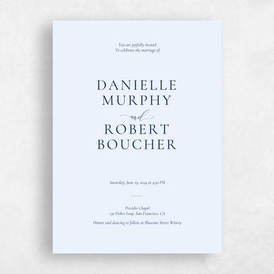 Light Sky, Blue Wedding Invitation - Barnell Portrait