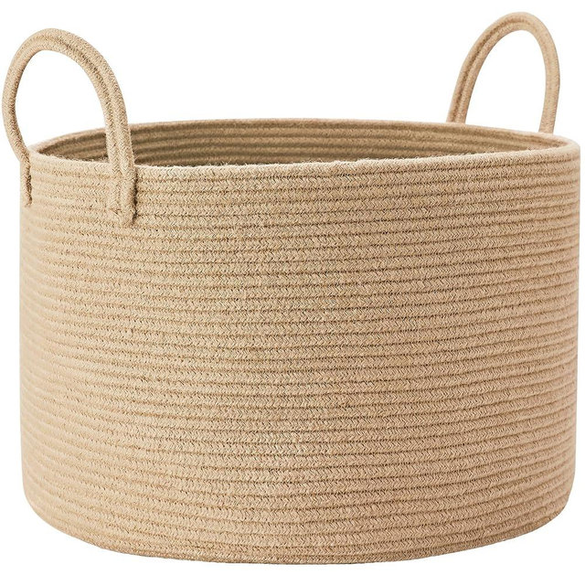 ENAORGAN 70L Large Blanket Basket for Living Room Jute Woven Rope Basket for Storage Bin for Clothes