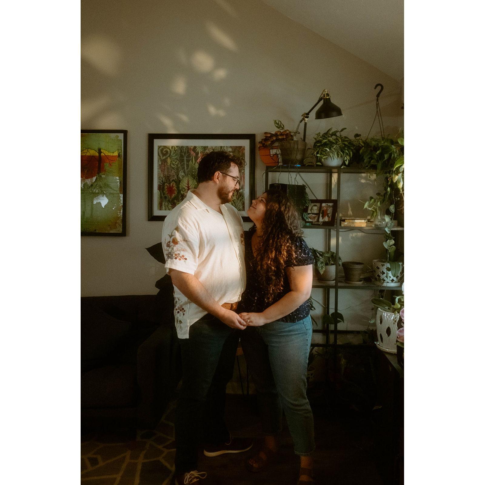 For our engagement photo shoot, we spun records and made old fashioneds. It was perfectly us!