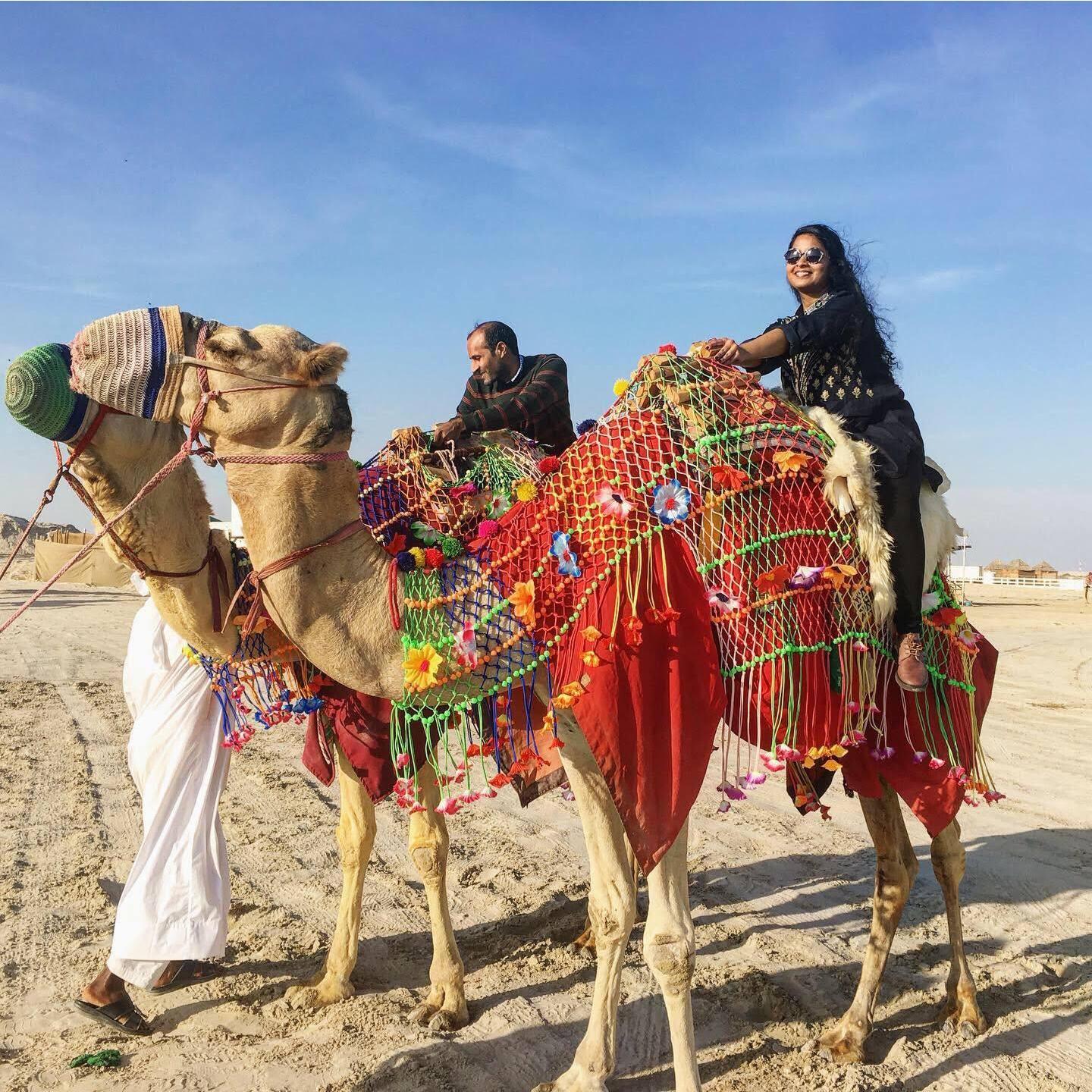 Kamelia enjoying her camel ride in Doha, Pratik overcomes his fears!