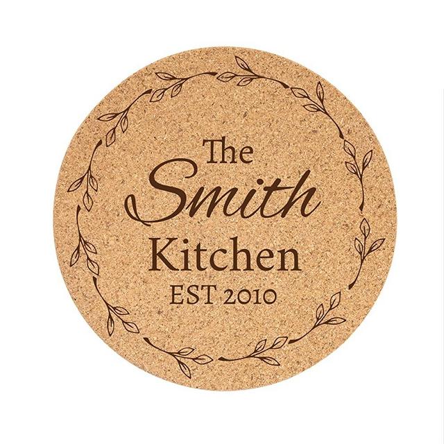 Personalized Kitchen 7" Cork Trivet - 12 Custom Designs
