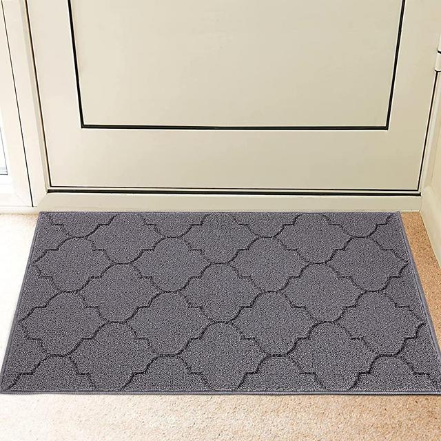 REFETONE Indoor Doormat, Front Back Door Rug Durable Rubber Backing Non Slip Door Mat Super Absorbent Resist Dirt Entrance Rug Inside Floor Mats Machine Washable Low-Profile - 32" x 40", Grey