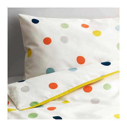DRÖMLAND Crib duvet cover/pillowcase, multicolor