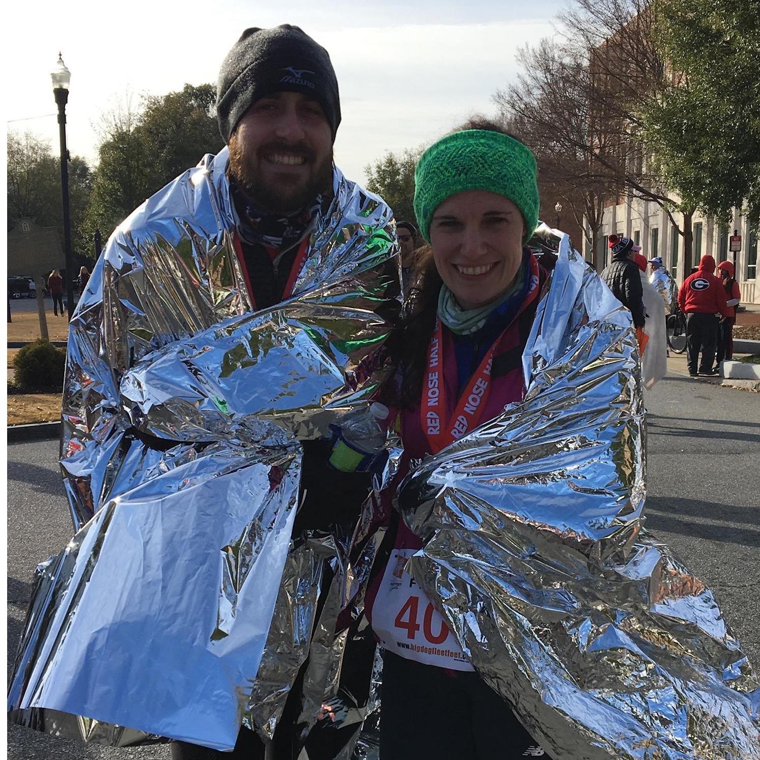 Finish line of the Red Nose Half Marathon in Columbus, GA - January 2018