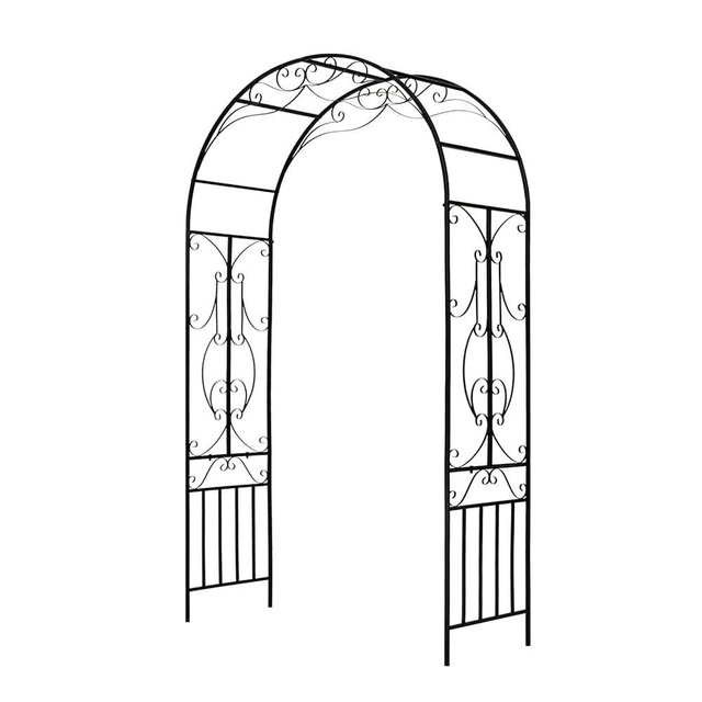 FIZZEEY Garden Arch - Metal Garden Arbor Arch Trellis for Climbing Plants and Vines, Outdoor, Garden Lawn, Backyard, Black