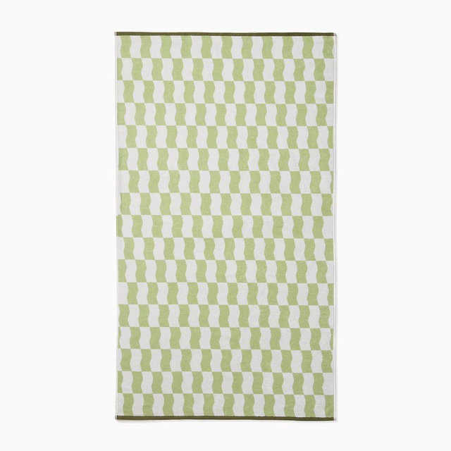 Wavy Blocks Beach Towel, 40x70, Sage