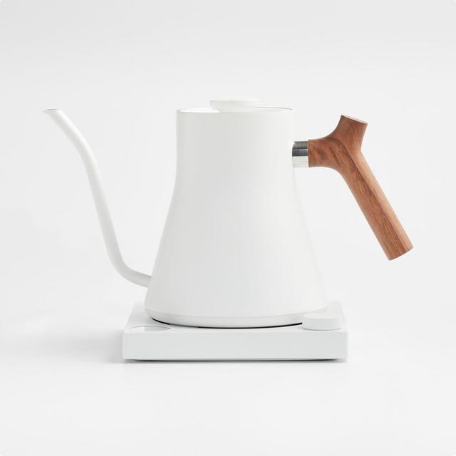 Fellow Stagg EKG Matte White Electric Kettle with Walnut Handle