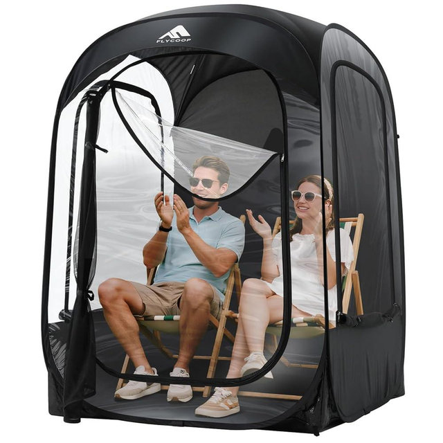 Sports Tent: Flycoop Portable Weather Pop Up Pod 2 Person to Provide Shelter from Wind Rain and Cold Weather Shelter for Outdoor Activities, Sports Events, Camping and Hiking