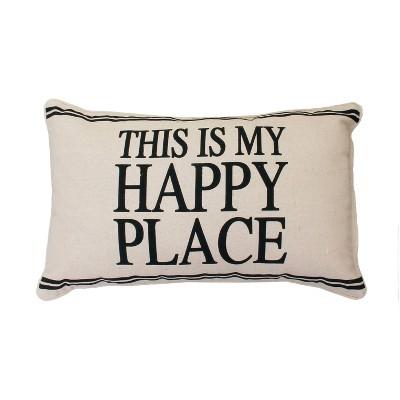 Tricia This Is My Happy Place Lumbar Throw Pillow Beige - Décor Therapy