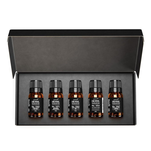 AirScent Ultra Luxury Hotel Diffuser Oil 5-Pack Gift Set - Premium Fragrance Oils for Ultrasonic and Waterless Diffusers and Crafting - 10 mL, 0.34 fl oz Glass Bottle Samples with Euro Droppers