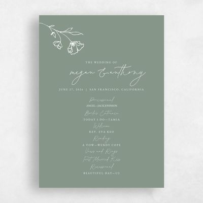Deep Sage, Green Wedding Program - Varnell