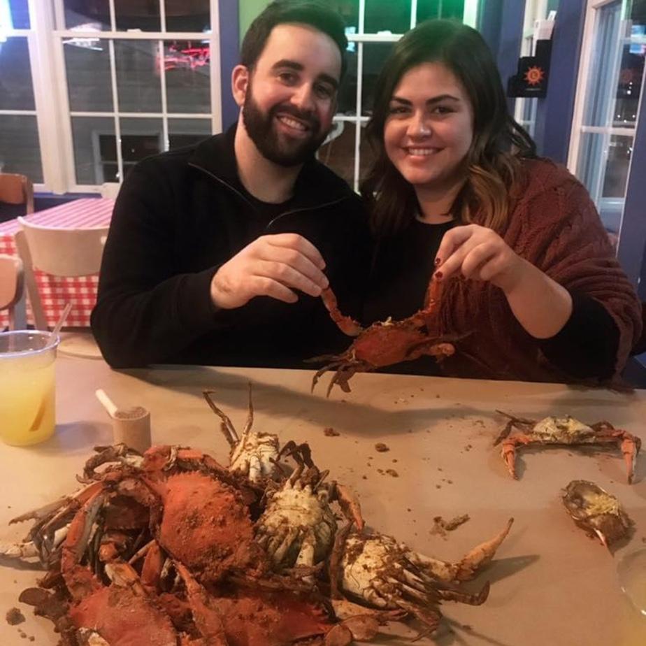 Zach and Sydney during one of their first Ocean City trips together as a couple in 2019 and Zach’s first time picking Maryland Crabs!