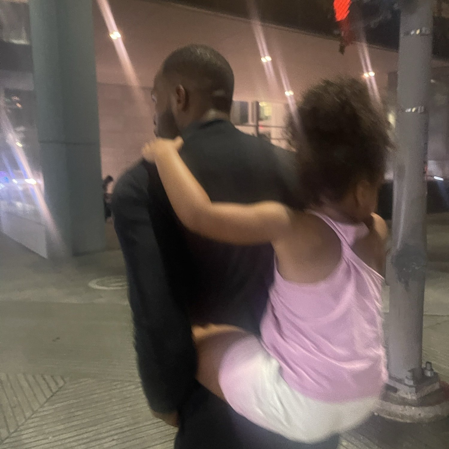 The infamous piggy back ride to get pizza in Downtown Houston