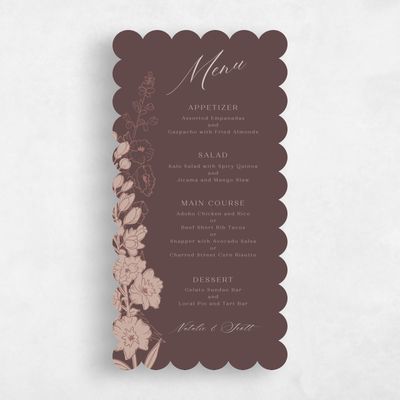 Brown Scalloped Wedding Menu - Felce