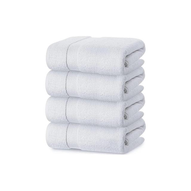 White Classic Luxury 100% Cotton Bath Towels Set of 4 - 27x54" White