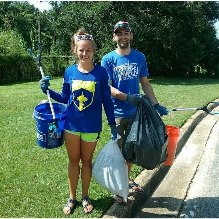 Picking up trash in Pensacola.