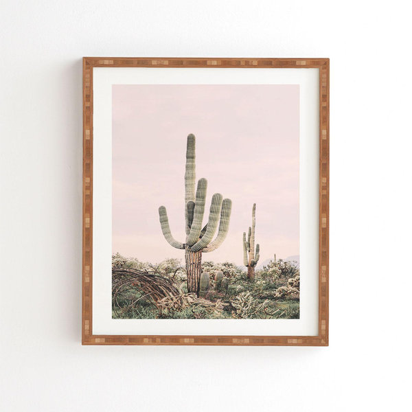 Deny Designs Pastel Pink Cactus Framed Wall Art