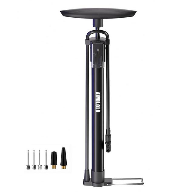 VIMILOLO Bike Pump Portable, Ball Pump Inflator Bicycle Floor Pump with high Pressure Buffer Easiest use with Both Presta and Schrader Bicycle Pump Valves-160Psi Max