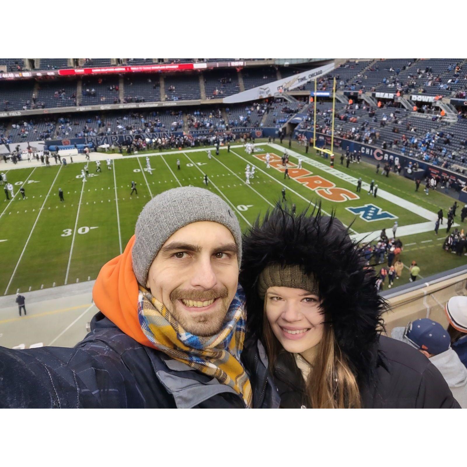 For Alizabeth's birthday, Björn (Bears fan) took Alizabeth (Lions fan) to Soldier Field to watch our favorite teams face-off.  (Dec '23) 
P.S. BEARS WON!