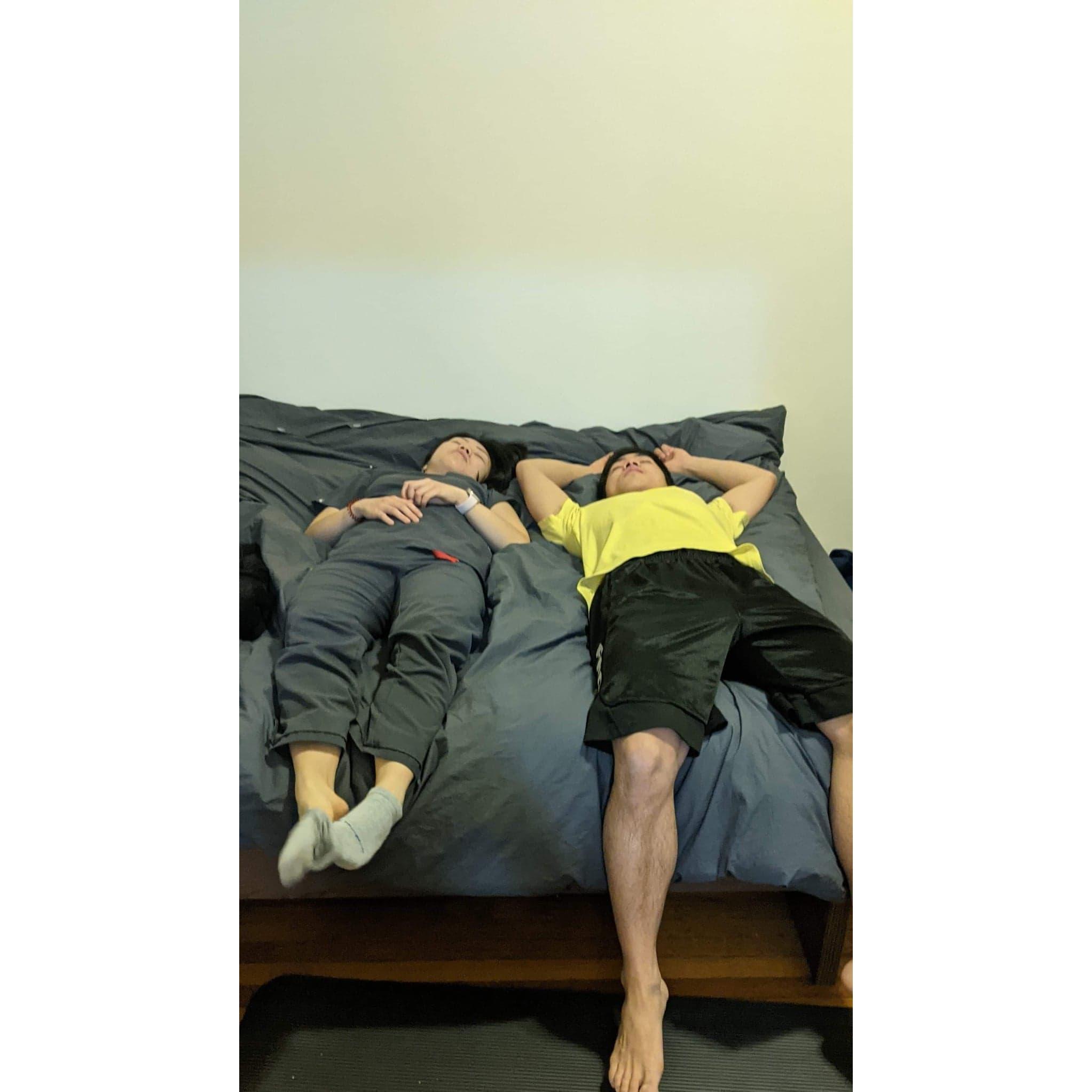 pre work nap for Akie and post work nap for Jeremiah