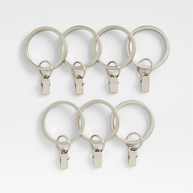 Brushed Nickel 1" Window Curtain Rings, Set of 7