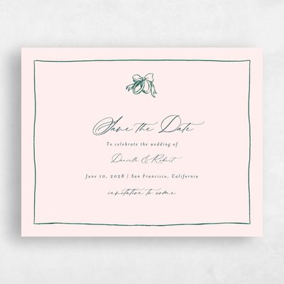 Dark Emerald, Beige Wedding Save the Date - Elodie Landscape