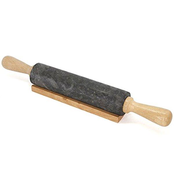 Evco International Creative Home Marble Deluxe Rolling Pin, Charcoal, 18"