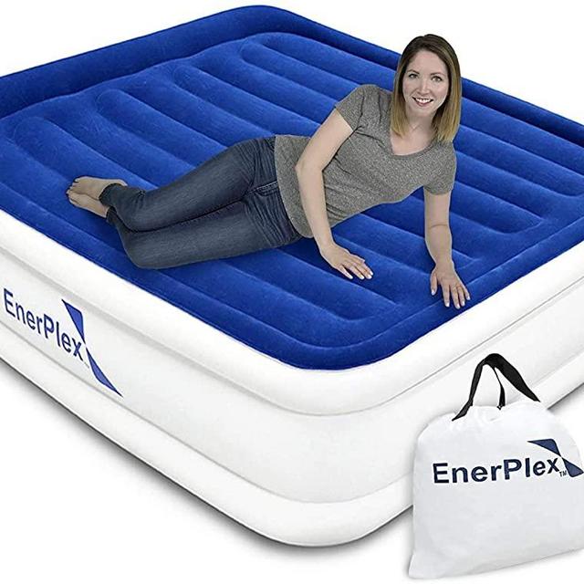 EnerPlex Queen Air Mattress for Camping, Travel & Home - Luxury, 13-Inch Double Height Inflatable Bed w/ Built-in Dual Pump