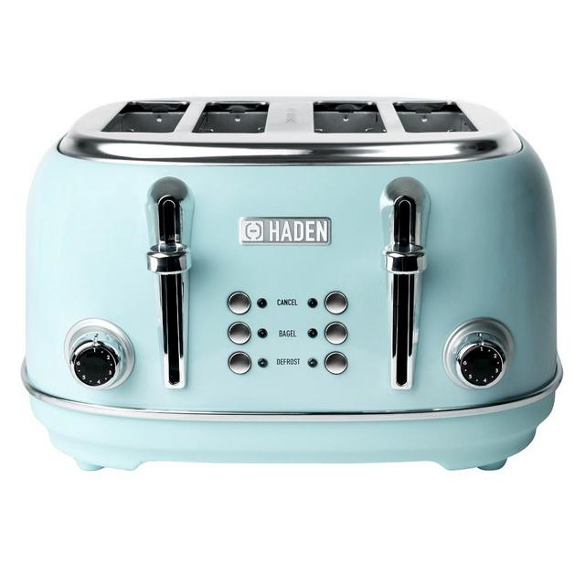Haden Heritage 4-Slice Wide Slot Stainless Steel Toaster, Turquoise