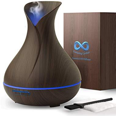 Everlasting Comfort Diffuser for Essential Oils (400ml) - Super High Aroma Output with Cleaning Kit, Dark Wood, 400ml