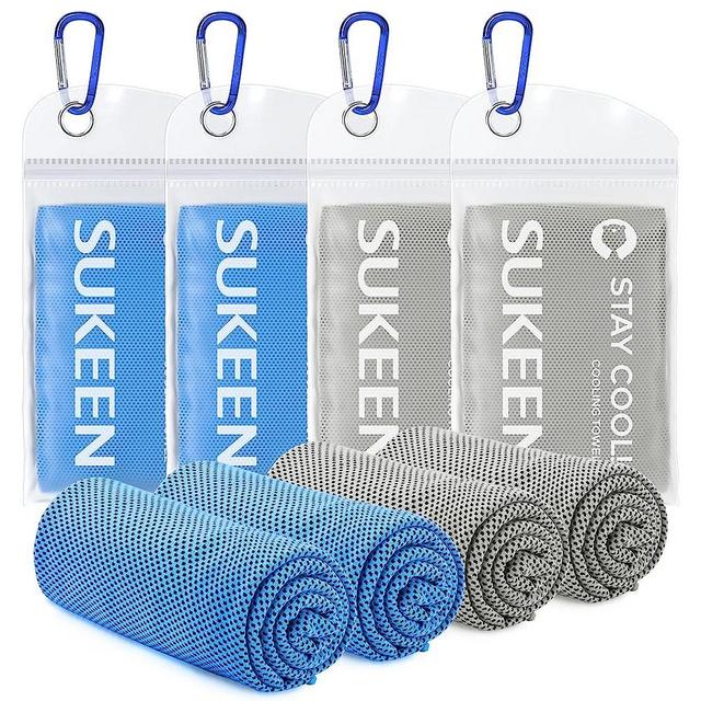Sukeen [4 Pack] Cooling Towel (40"x12"),Ice Towel,Soft Breathable Chilly Towel,Microfiber Towel for Yoga,Sport,Running,Gym,Workout,Camping,Fitness,Workout & More Activities