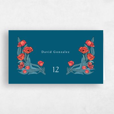 Teal Blue Wedding Place Card - Willmore