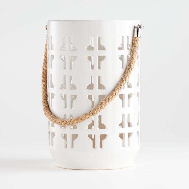 Calas Medium White Ceramic Lantern