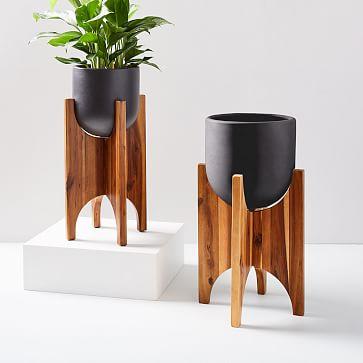 West Elm Arches Standing Planters - Black, Large