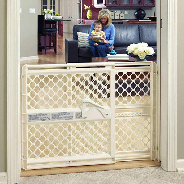 Toddleroo by North States 42” Wide Supergate Ergo Baby Gate, Made in USA: for doorways or Stairways. Includes Wall Cups. Pressure or Hardware Mount. 26” - 42” Wide (26" Tall, Ivory)