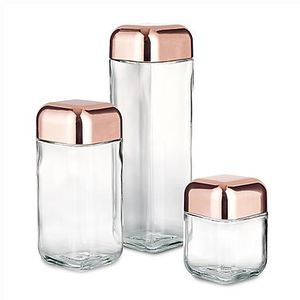 Artland Coppertino Metrix 3-Piece Square Storage Container with Copper-Finish Lid