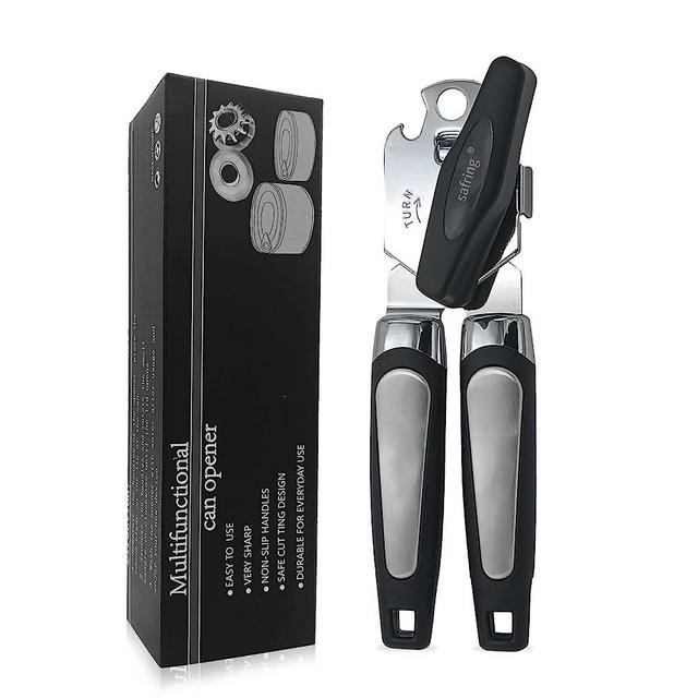 Safring Can Opener Manual, Handheld Strong Heavy Duty Stainless Steel Can Opener, Comfortable Handle, Sharp Blade Smooth Edge, Can Openers with Multifunctional Bottle Opener