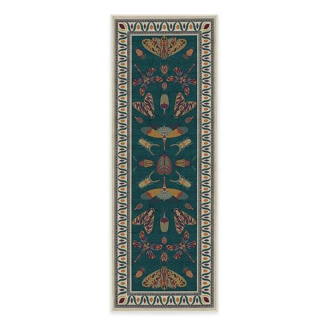 RUGGABLE x Iris Apfel Runner Rug - Perfect Modern Washable Rug for Entryway Hallway Kitchen - Pet & Child Friendly - Stain & Water Resistant - Flutterby Teal 2.5'x7' (Standard Pad)