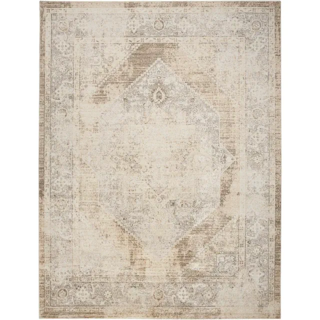 Nourison Astra Machine Washable 7'10" x 10' Beige Vintage Indoor Flatweave Rug