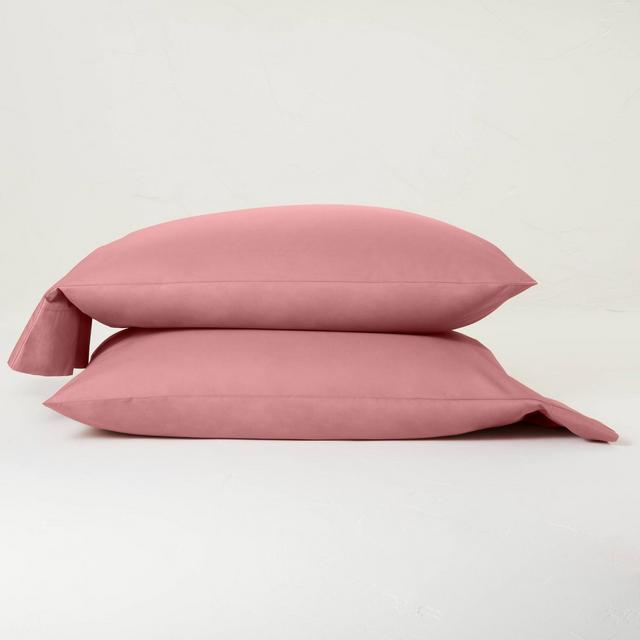 Standard Washed Supima Percale Solid Pillowcase Set Rose - Casaluna™