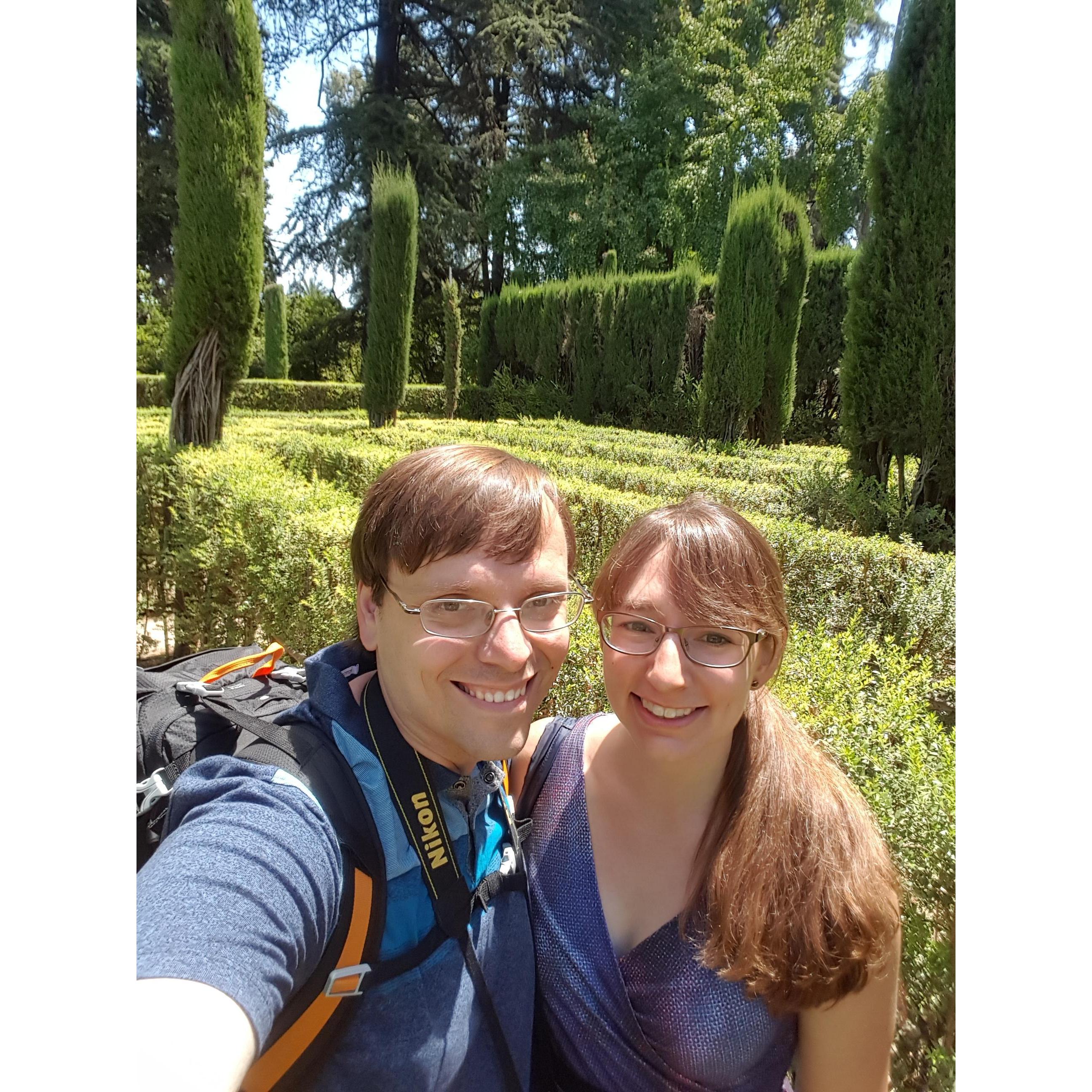 Navigating the gardens of Alhambra.