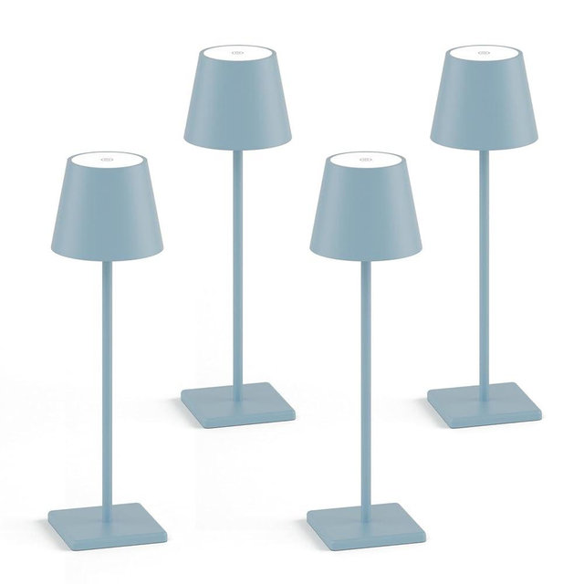 4 Packs Rechargeable LED Table Lamp,6000mAh Outdoor Cordless Table Lamp Waterproof Portable, Stepless Dimmable Table Lamp for Restaurant/Bedroom/Outdoor (Blue)