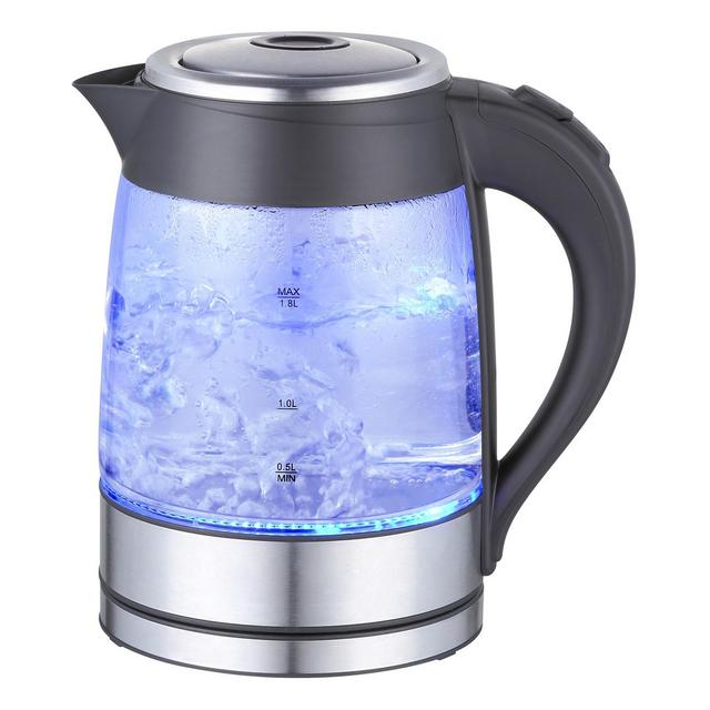 MegaChef 1.8Lt. Glass Body and Stainless Steel Electric Tea Kettle