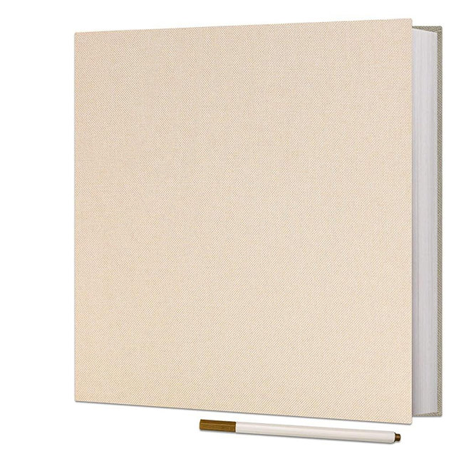 Vienrose Photo Album Self Adhesive 4x6 5x7 3x5 8.5x11 Scrapbook Magnetic Album DIY Scrap Book with A Metallic Pen (11"x10.6"60 Pages, Beige)