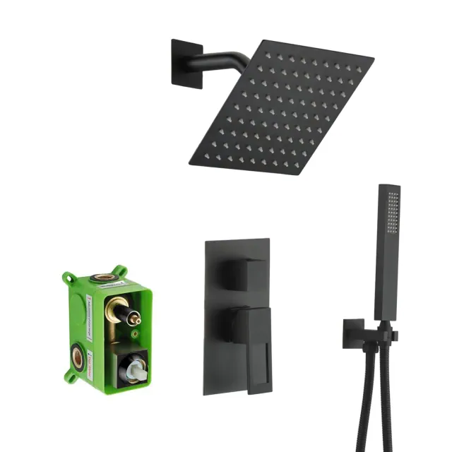 Sumerain Matte Black Shower Faucet, Shower Fixtures with 8 Inch Shower Head and Hand Held Shower
